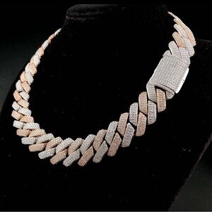 🔥45CT VVS REAL MOISSANITE 18MM 22" MIAMI CUBAN CHAIN 14K ROSE GOLD PLATED